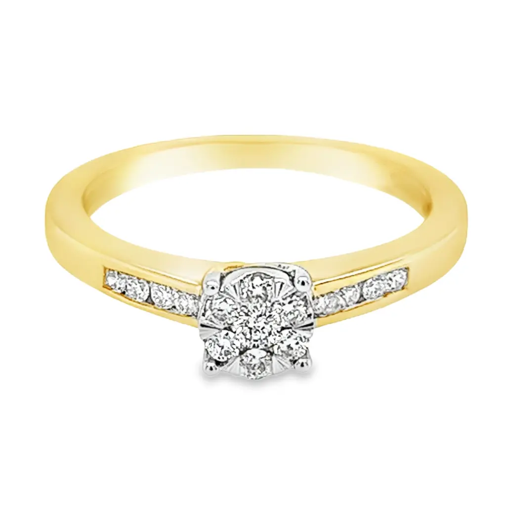 [GRE1403-52] Yellow gold ring with Diamond 0.20 carats (16,5 / 52)