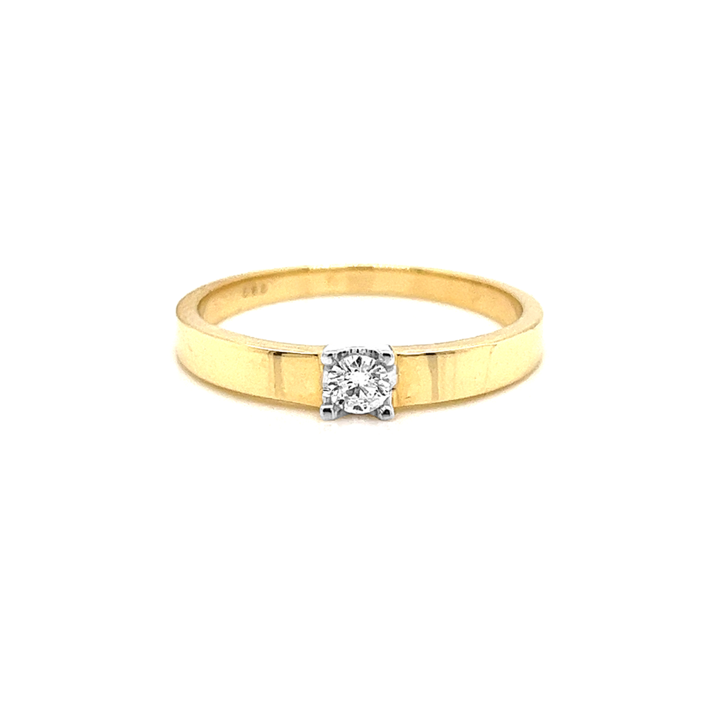 Geelgouden ring Solitair met Diamant 0,14 karaat