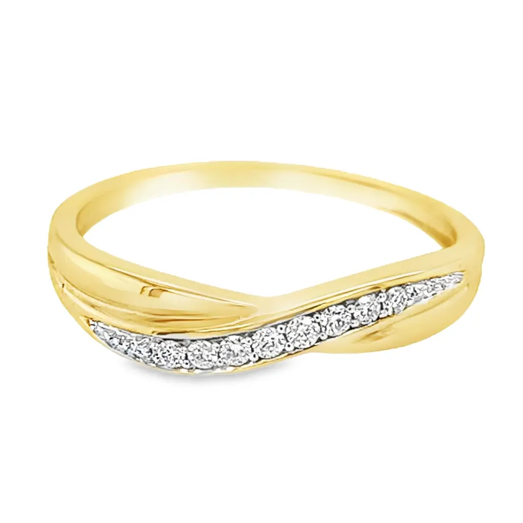 Geelgouden ring Fantasie met Diamant 0,10 karaat