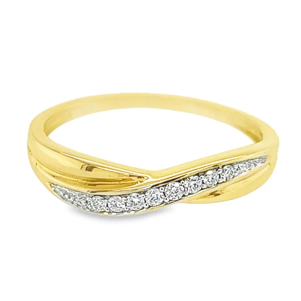 Geelgouden ring Fantasie met Diamant 0,10 karaat