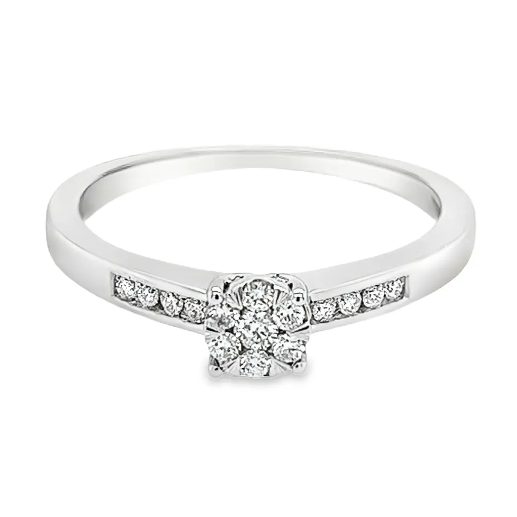 [WRE1403-50] White gold ring with diamond 0.20 carats (16 / 50)
