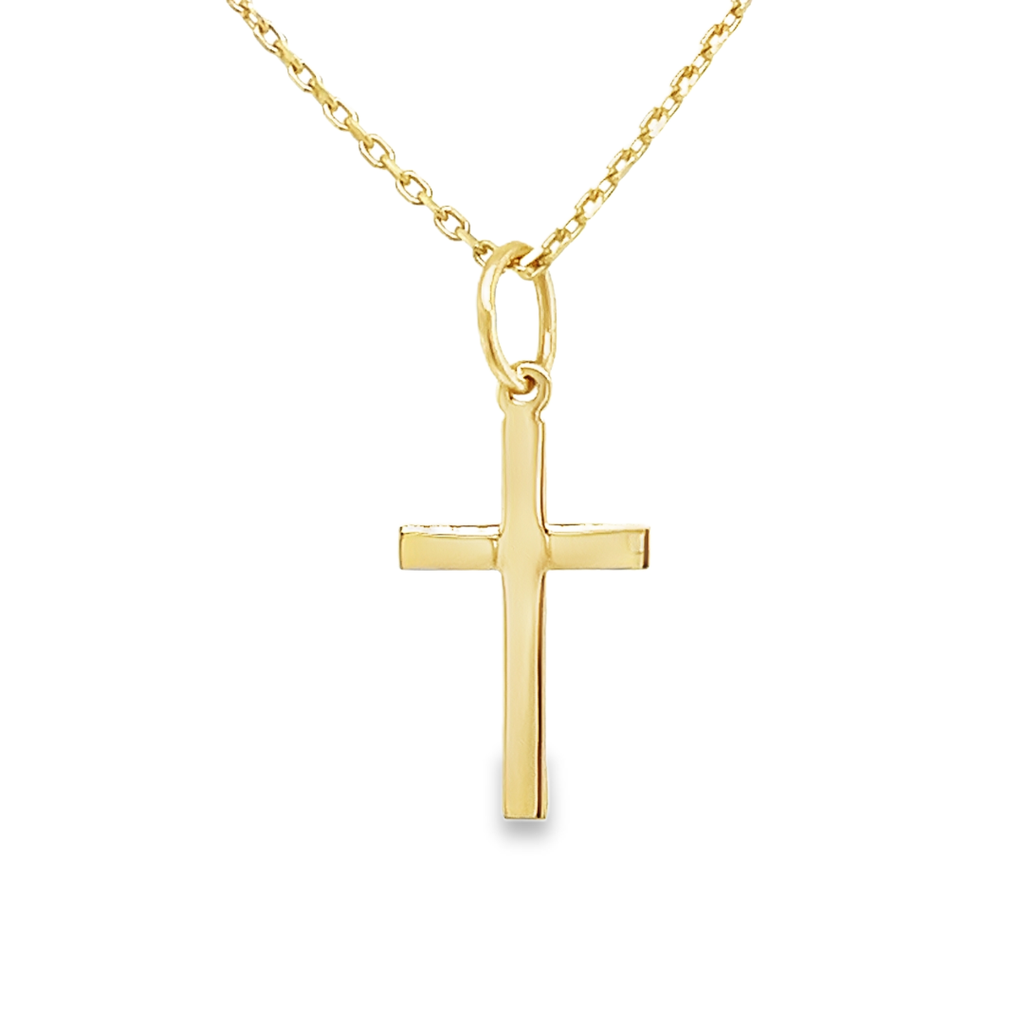 Yellow gold pendant cross 9mm wide