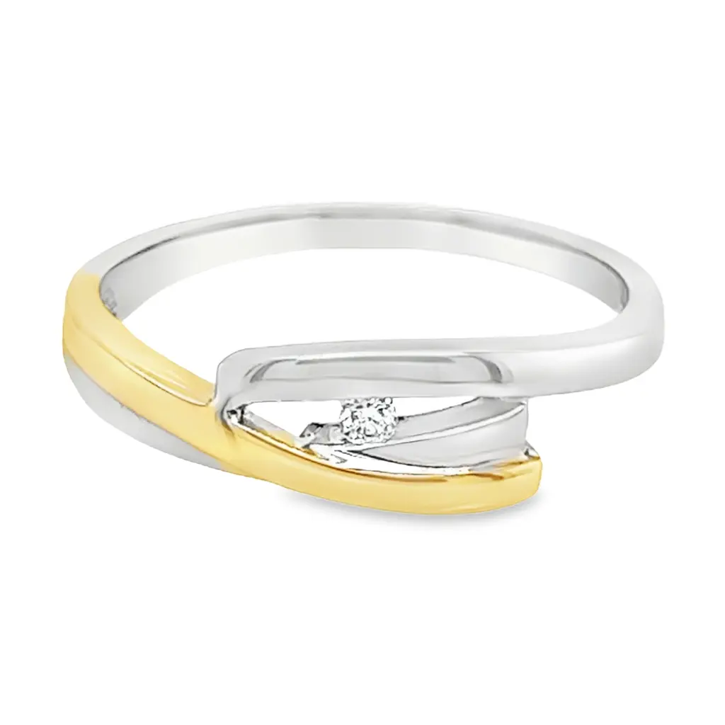[GRE1504-52] Bicolor gold ring with 0.03 carat Diamond TW/SI2 (16,5 / 52)