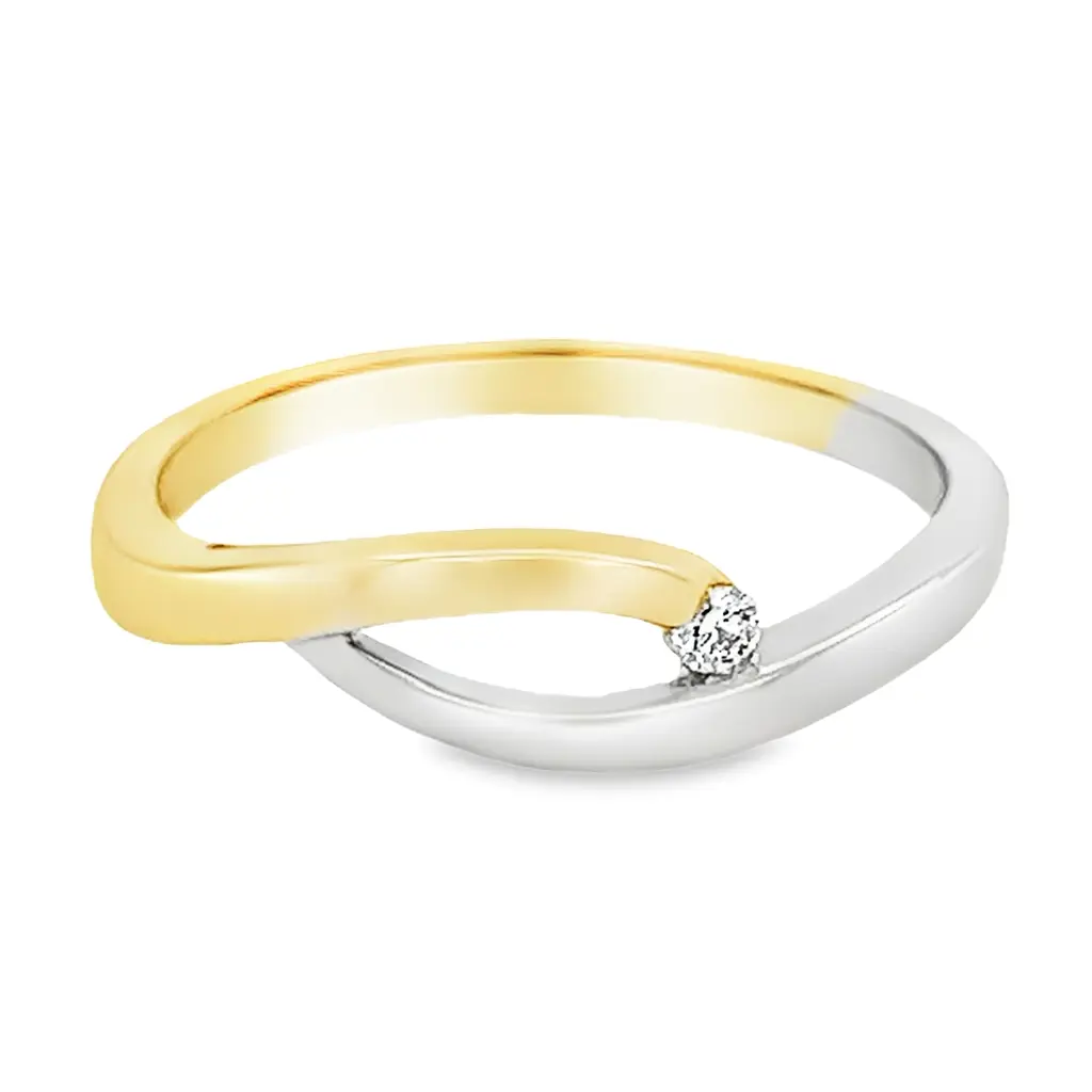 [GRE1516-52] Bicolor gold ring with diamond 0.03 carats (16,5 / 52)
