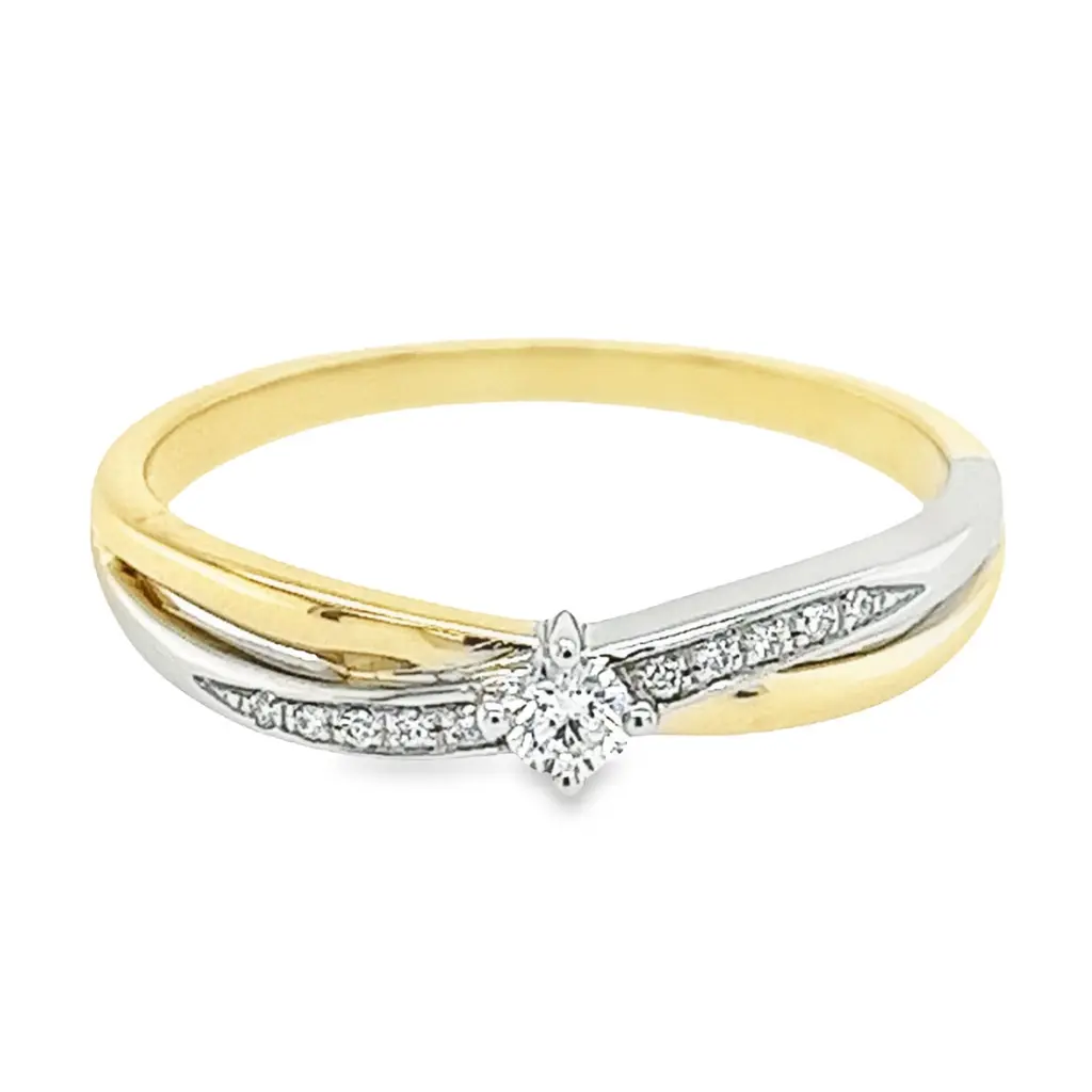 Bicolor gouden ring met 0,10ct Diamant