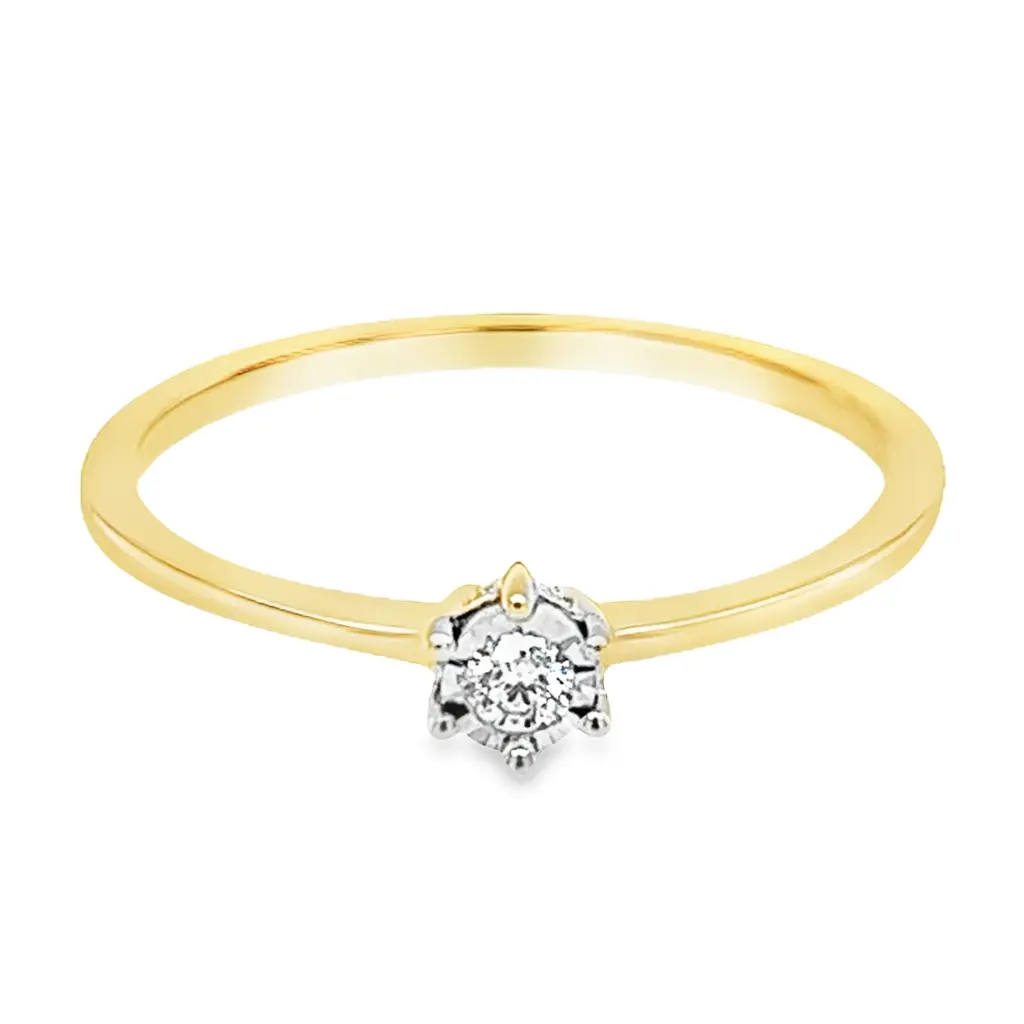 Geelgouden Illusie Solitair met Diamant 0,05 karaat