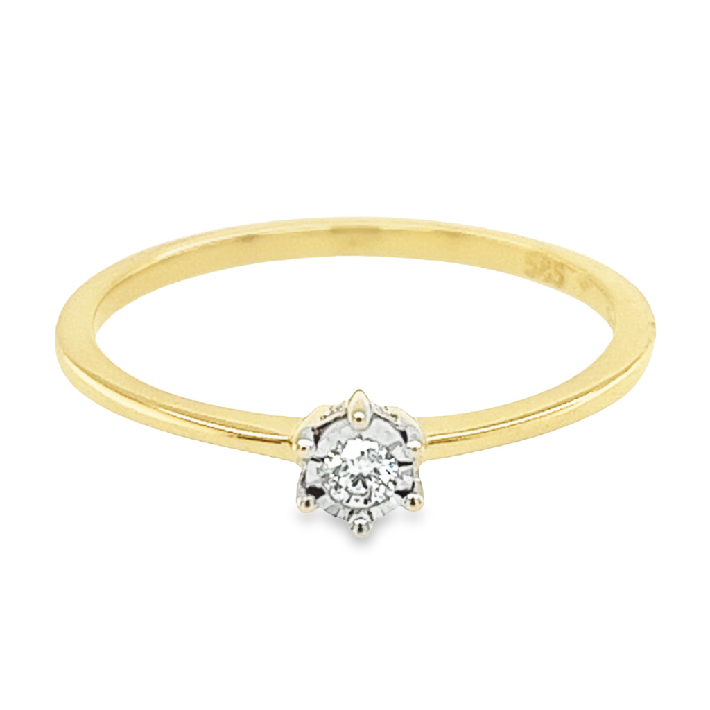 Geelgouden Illusie Solitair met Diamant 0,05 karaat