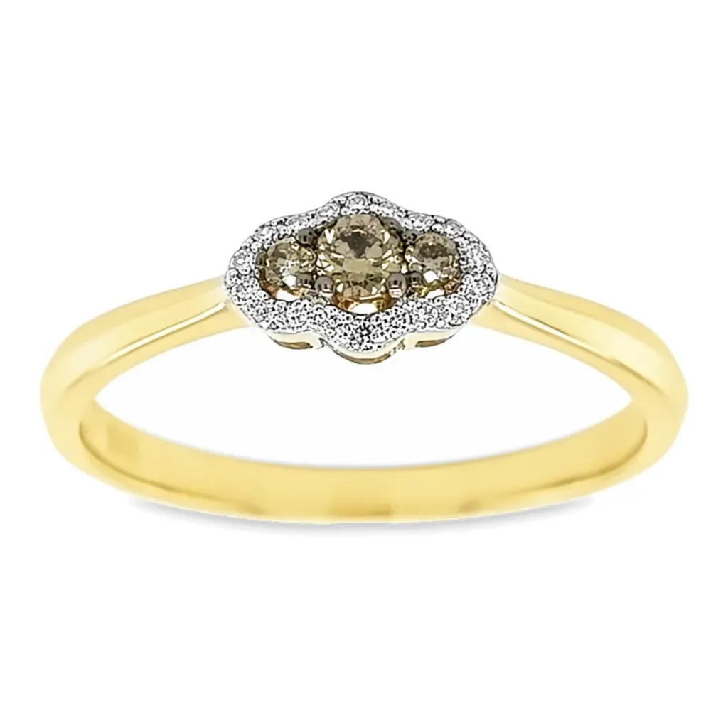 [GRE1538-50] Geelgouden ring met 0,12ct Champagner en 0,065ct (16 / 50)