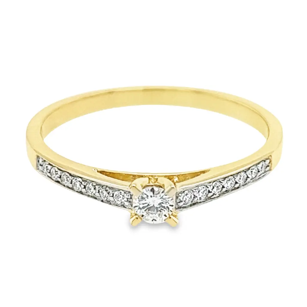 [GRE1541-52] Geelgouden ring met Diamant 0,17 karaat (16,5 / 52)