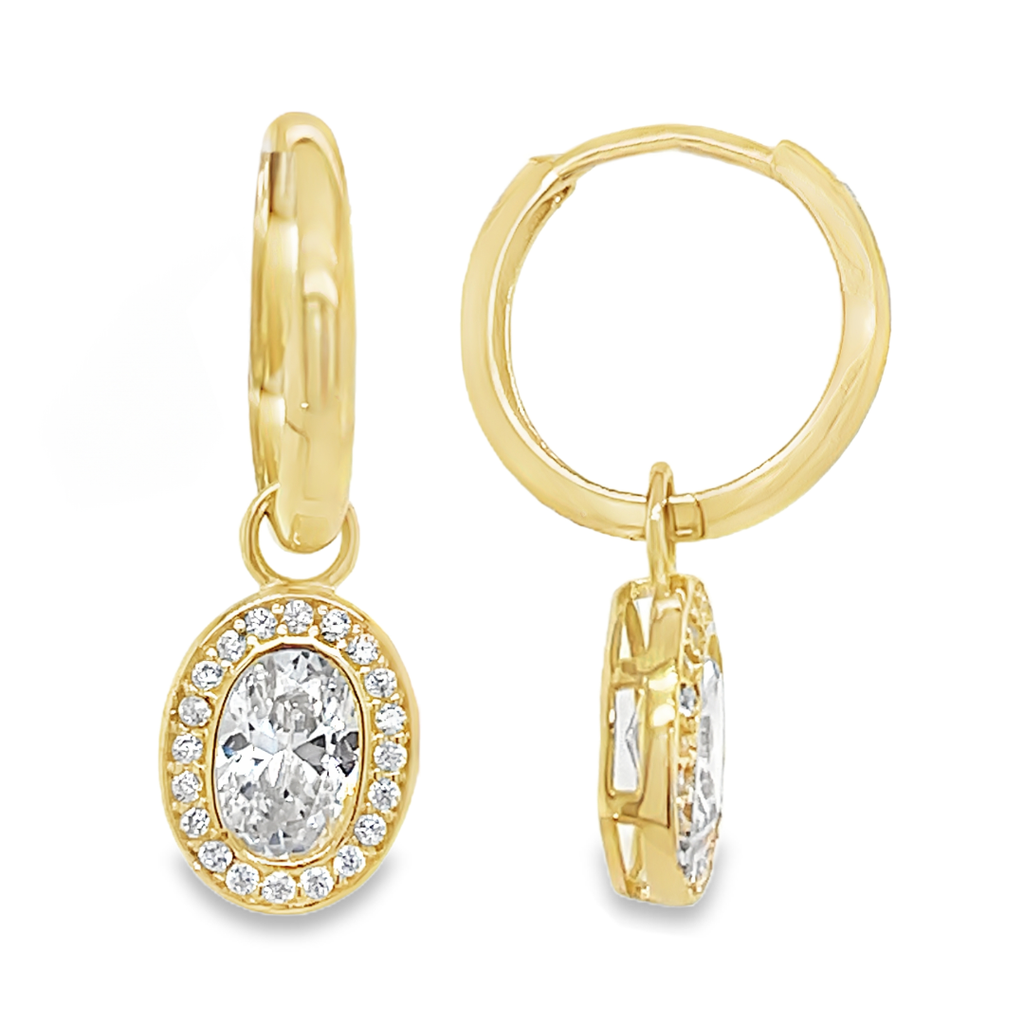 Yellow gold earrings with zirconia pendant