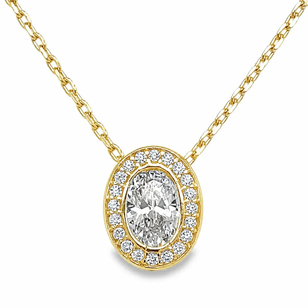 [GC2264] Geelgouden ankercollier met zirkonia hanger