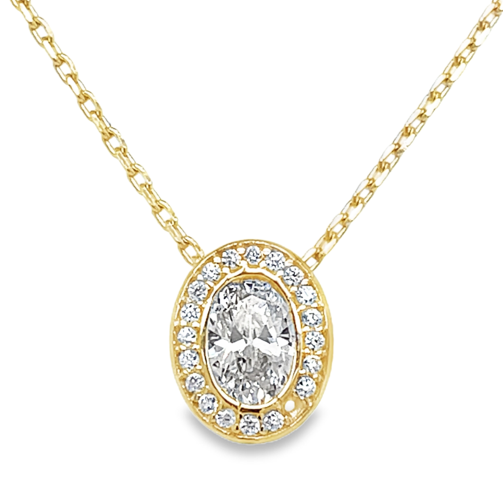 Yellow gold anchor necklace with zirconia pendant