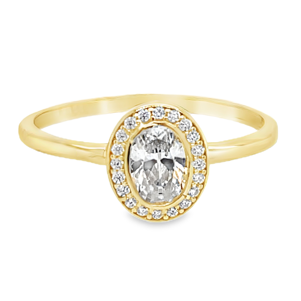 Geelgouden ring met Ovale zirkonia