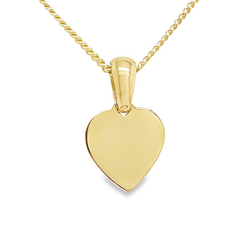 Yellow gold engraving pendant Heart 8mm wide