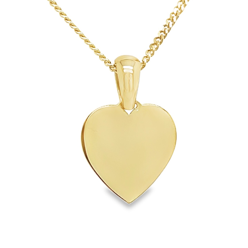 Yellow gold engraving pendant Heart 10mm wide