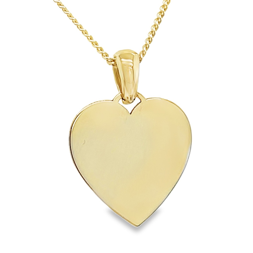 Yellow gold engraving pendant Heart 13mm wide