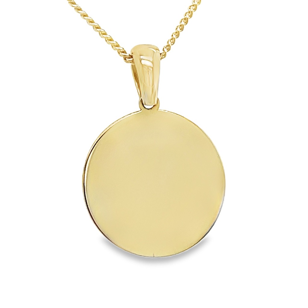 Yellow gold engraving pendant Round 13mm