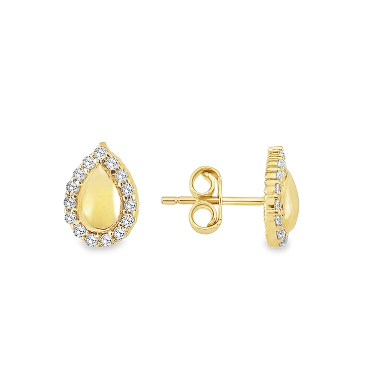 Yellow gold stud earrings with zirconia drop