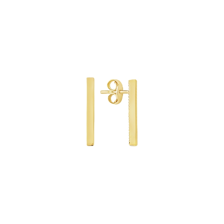 Yellow gold stud earrings bar