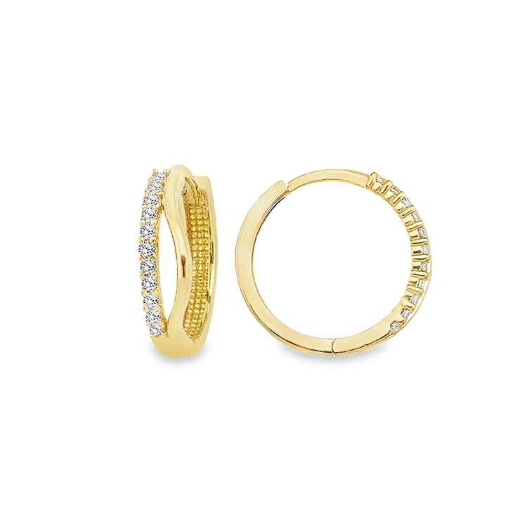 Yellow gold earrings with Zirconia row