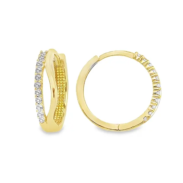 Yellow gold earrings with Zirconia row