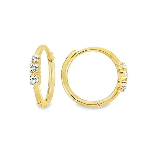 Yellow gold earrings with Zirconia increasing in size