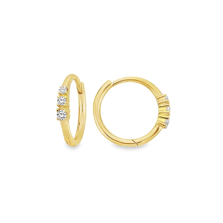 Yellow gold earrings with Zirconia increasing in size