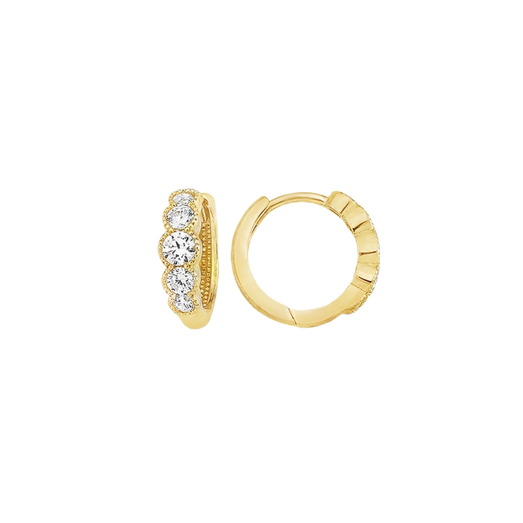 Yellow gold earrings with five zirconia stones