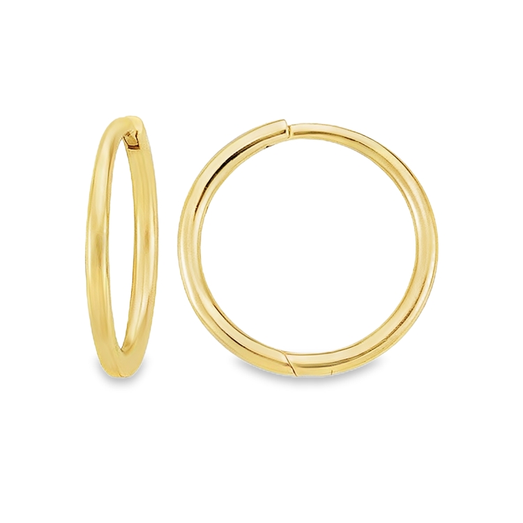 Yellow gold earrings ball 15mm x 1.7mm