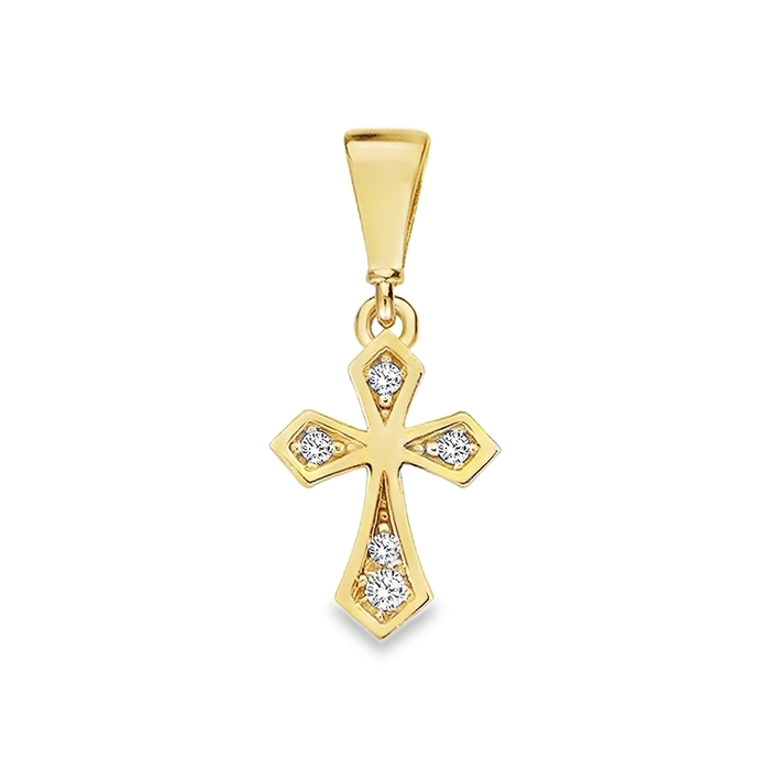 Yellow gold pendant Cross with zirconia