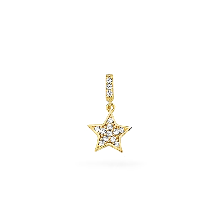 Yellow gold pendant Star with Zirconia