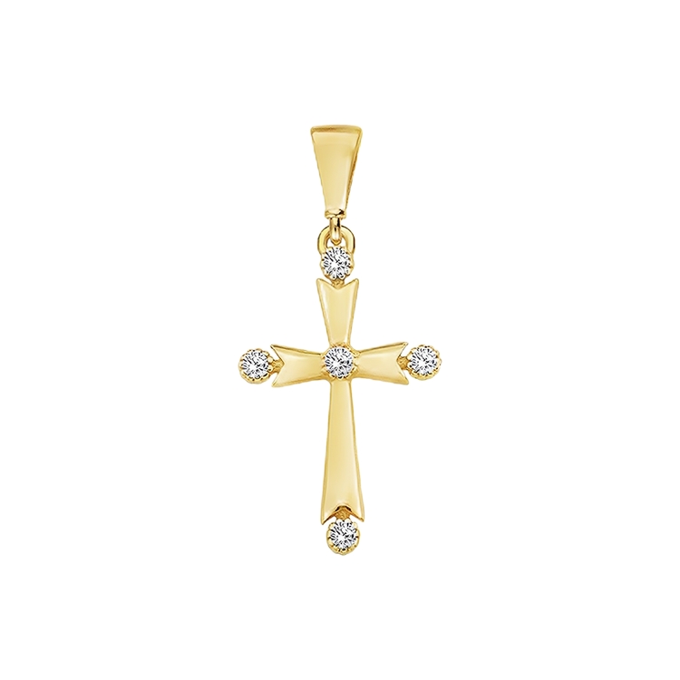 [GH2294] Yellow gold pendant Cross with Zirconia