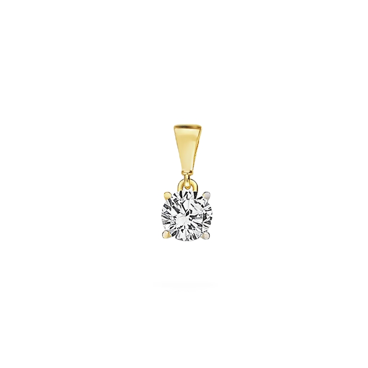 Yellow gold pendant with 5.7mm Zirconia 4-legged