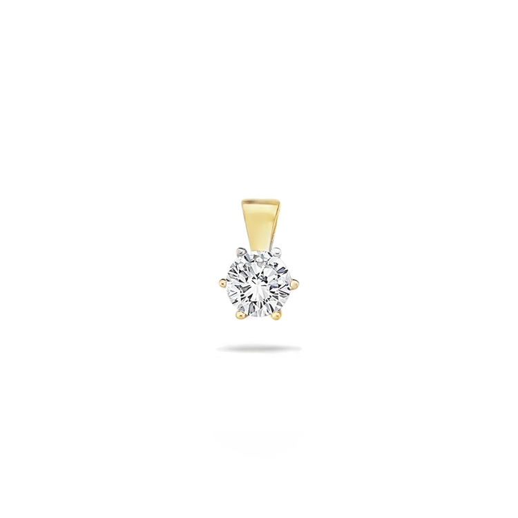 Yellow gold pendant with 5.0mm Zirconia 6-leg