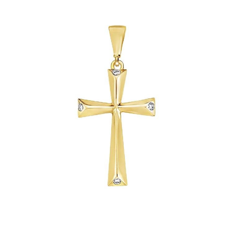 [GH2301] Geelgouden hanger Kruis met zirkonia