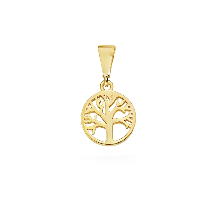 Yellow gold pendant Tree of Life 8.5mm round