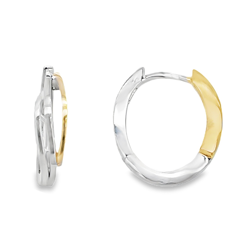 Bicolor silver hoop earrings rhodium plated