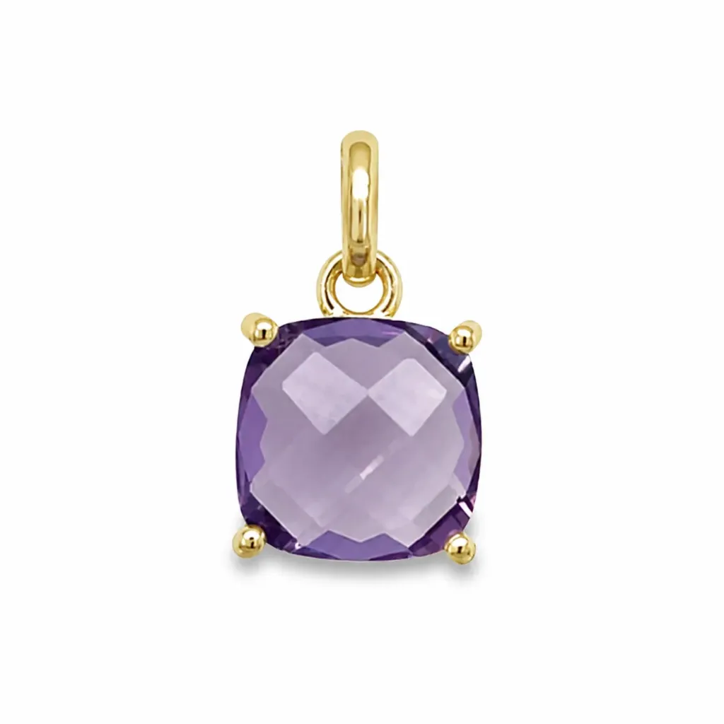 [GHE2316] Yellow gold pendant with Amethyst 8x8mm