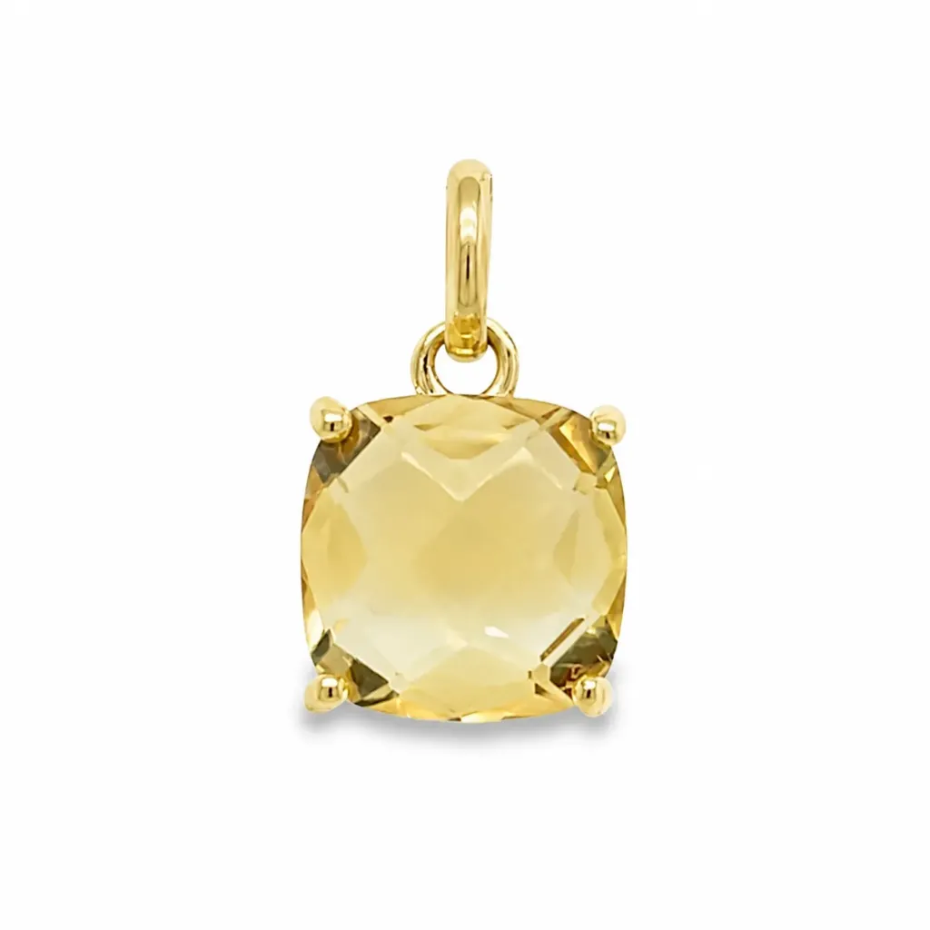 [GHE2318] Yellow gold pendant with Citrine 8x8mm