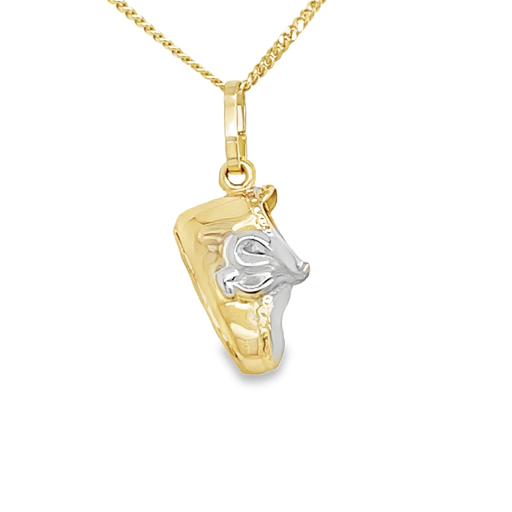 Bicolor gold pendant baby shoe