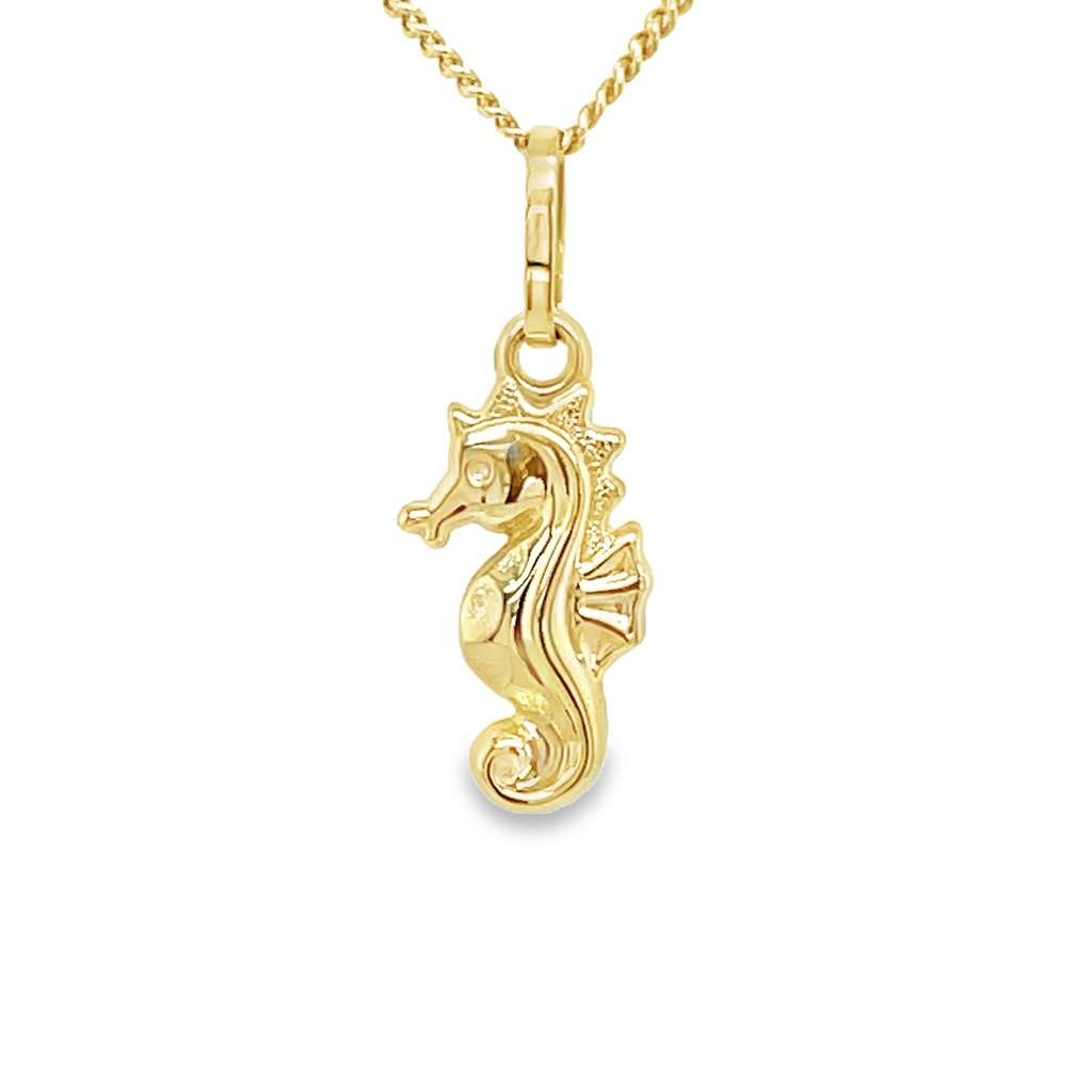 Yellow gold pendant Seahorse