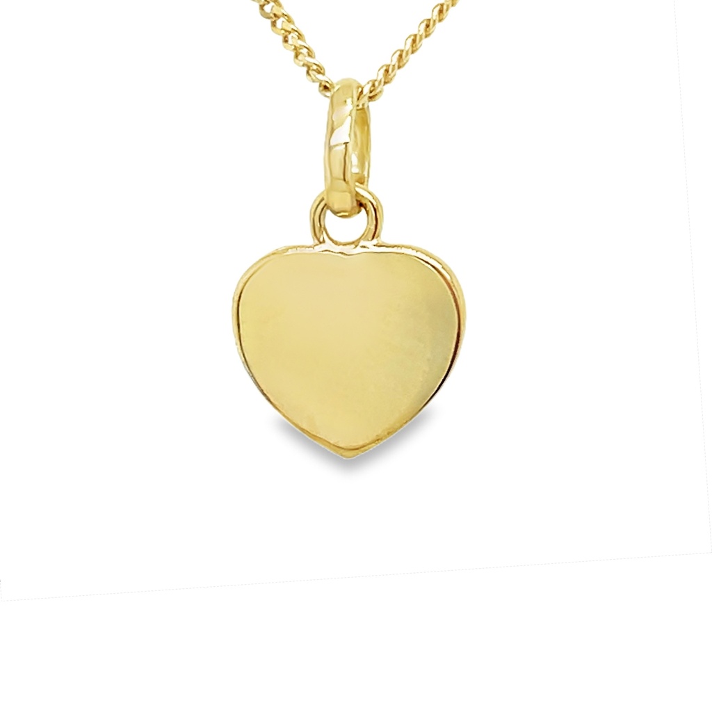 Yellow gold engraving pendant Heart 9mm wide - 0.85mm thick