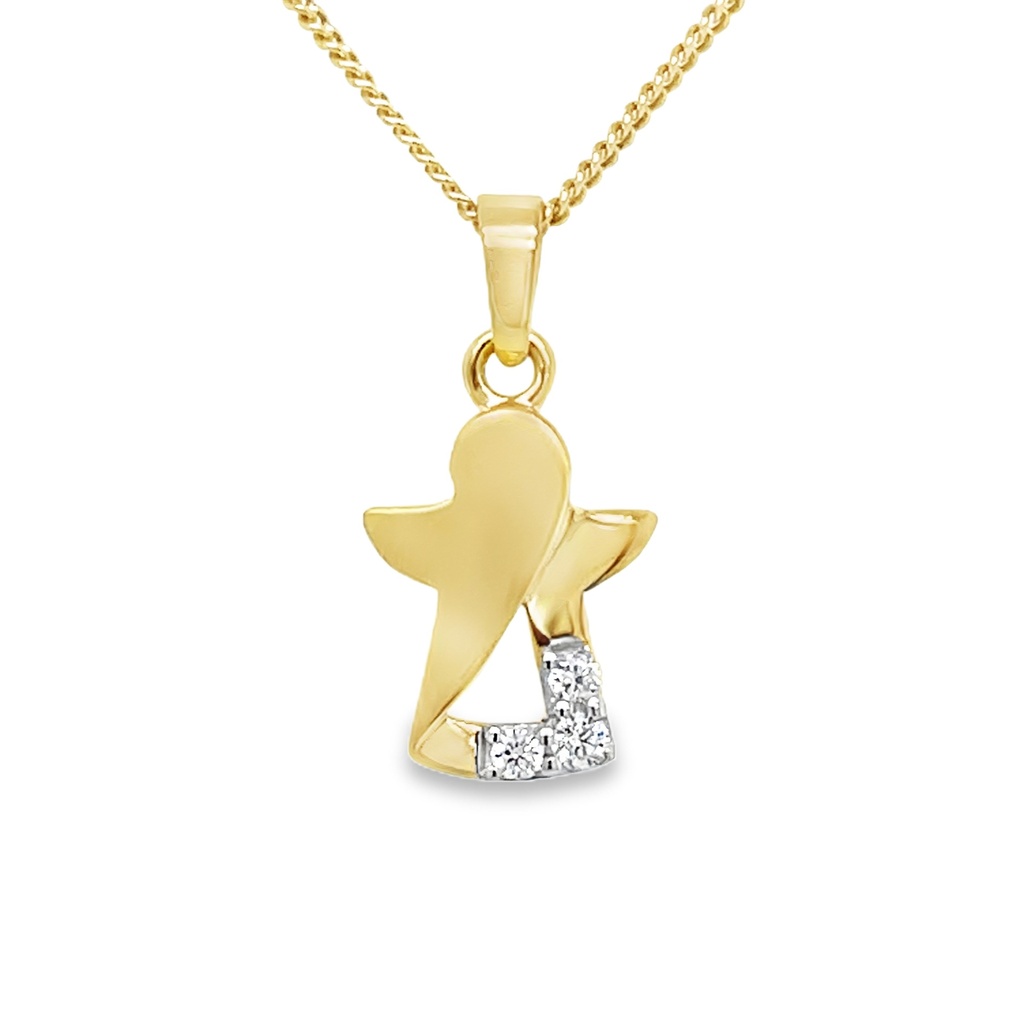 Yellow gold pendant Angel Matte/ Gloss with Zirconia