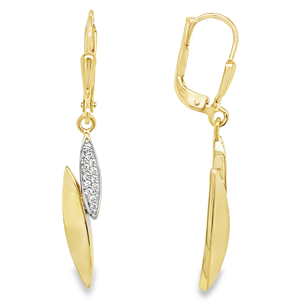 Yellow gold earrings matte/ gloss with zirconia