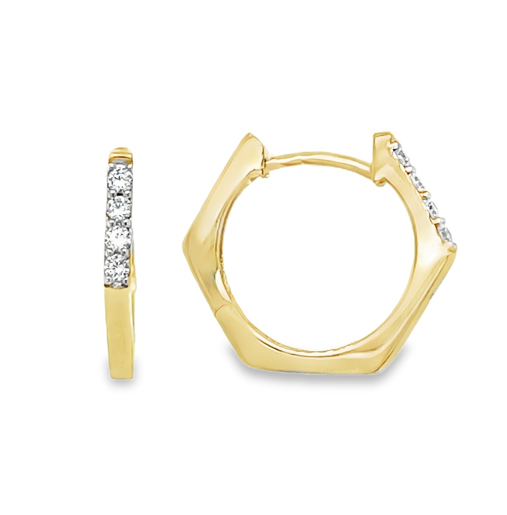 Yellow gold earrings angular with zirconia
