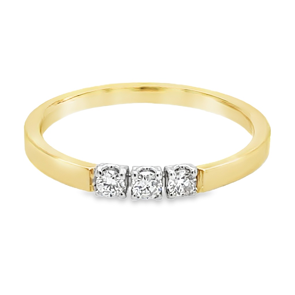 [GRE2354-52] Bicolor gold ring with 0.13 carat diamond (16,5 / 52)