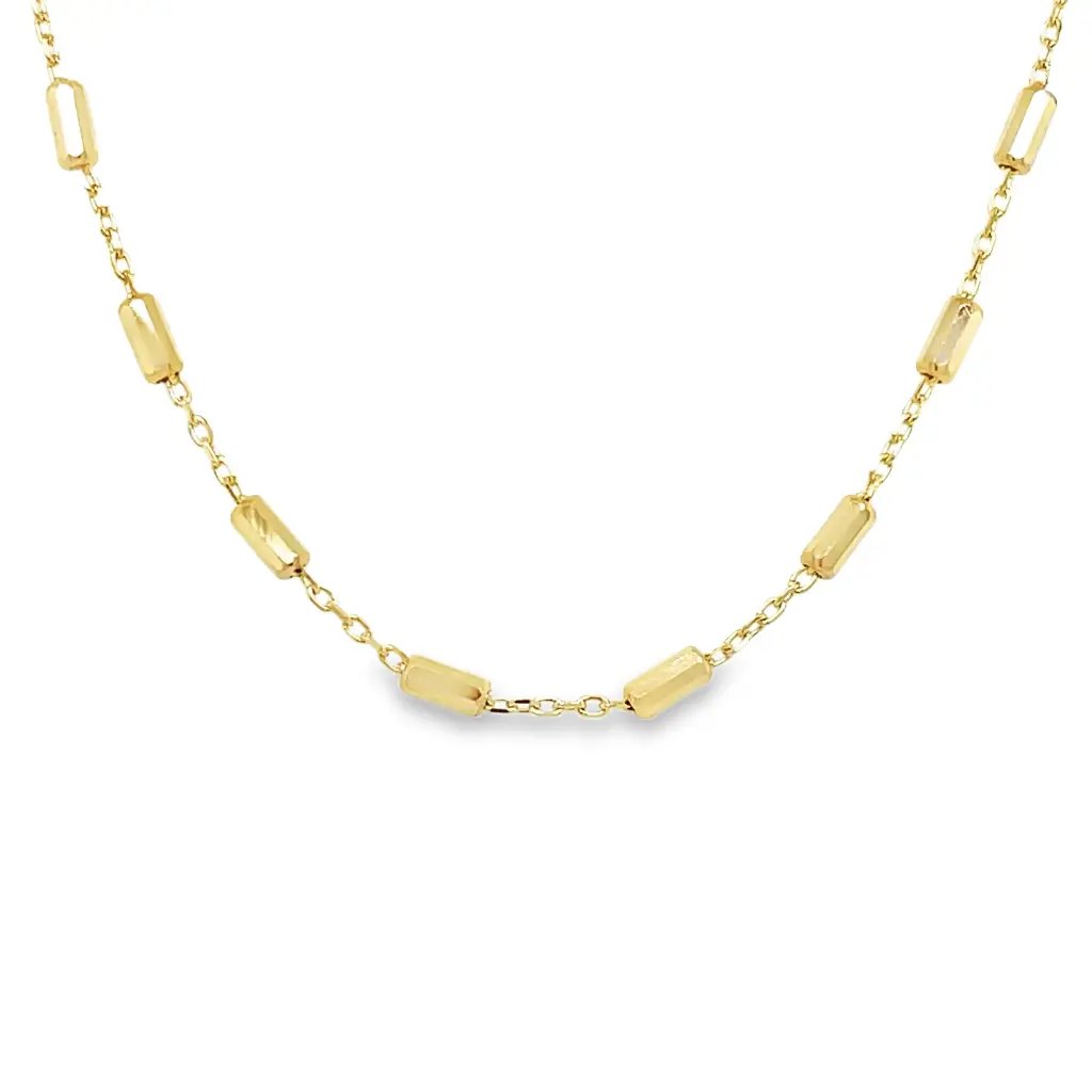 [GC2365] Geelgouden collier ankerschakel met Staafjes