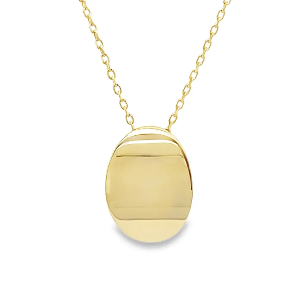 Geelgouden collier ankerschakel met Gebogen Ovale hanger