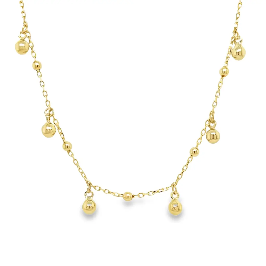 Geelgouden collier ankerschakel met Bolletjes