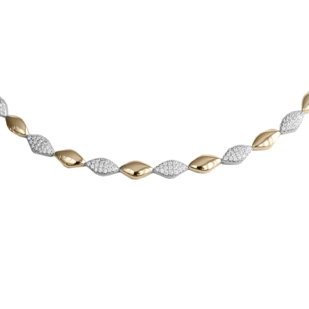 Bicolor zilveren collier met Zirkonia